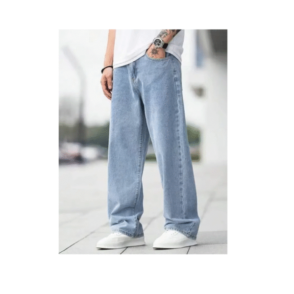 Men Loose Fit Mid Rise Light Blue Jeans